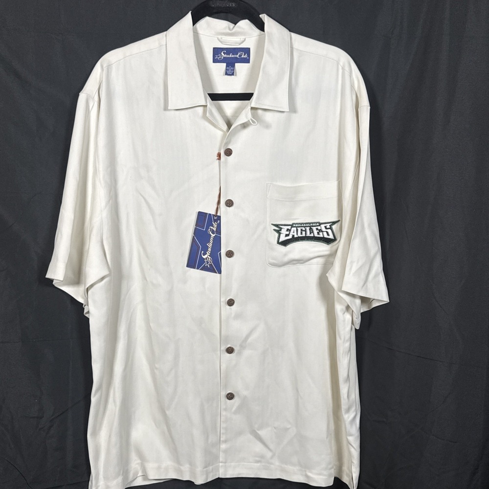 Stadium Club Philadelphia Eagles 100% Silk Camp Shirt NWT Size L NFL Football